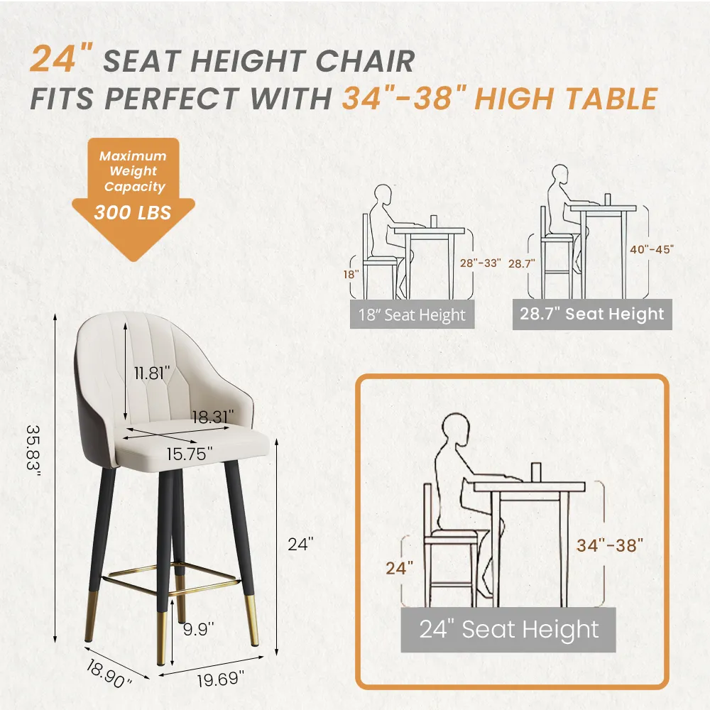 24'' Modern Counter Stools Set of 2 8 24'' Modern Counter Stools Set of 2 8