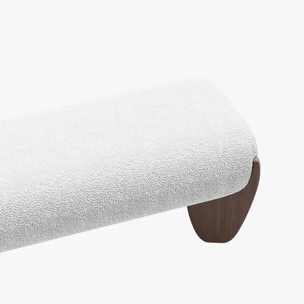 56" Upholstered Boucle Ottoman Bench with wooden legs for Bedroom 5