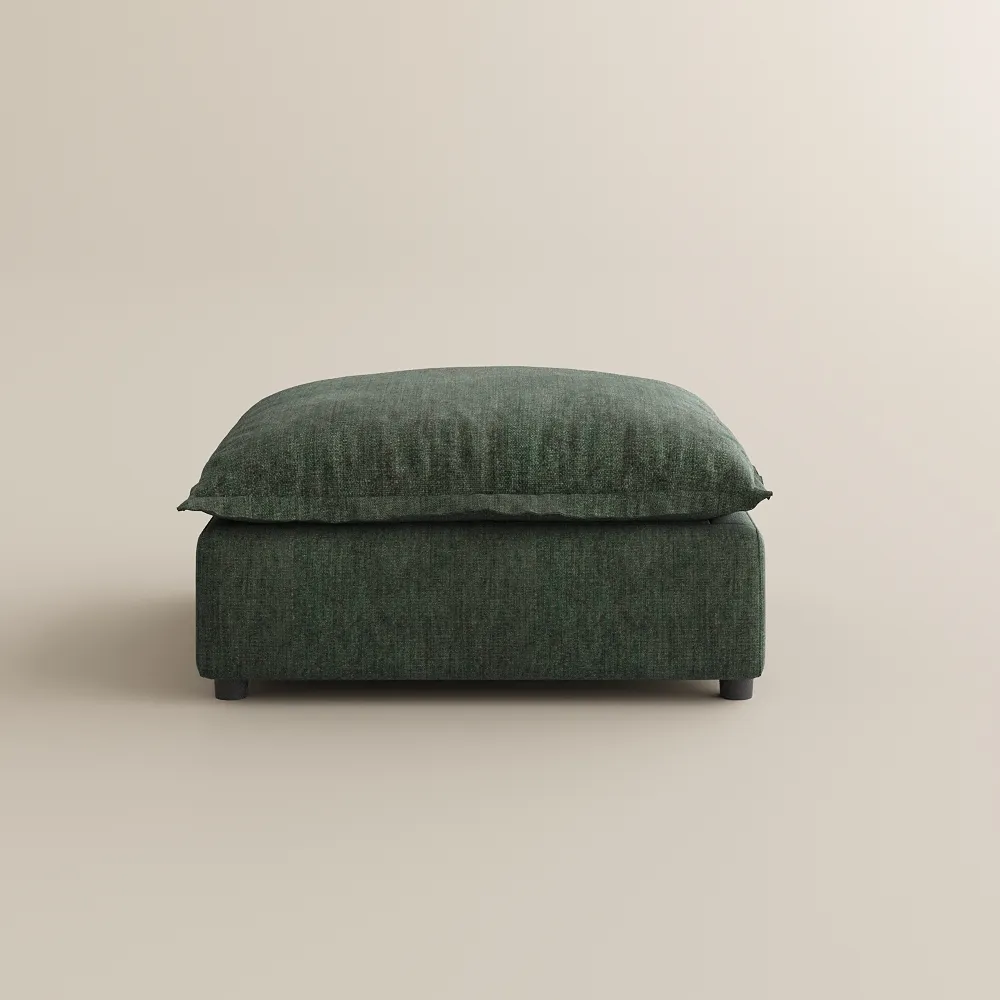 39.37 Inch Green Cotton and Linen Ottoman 1