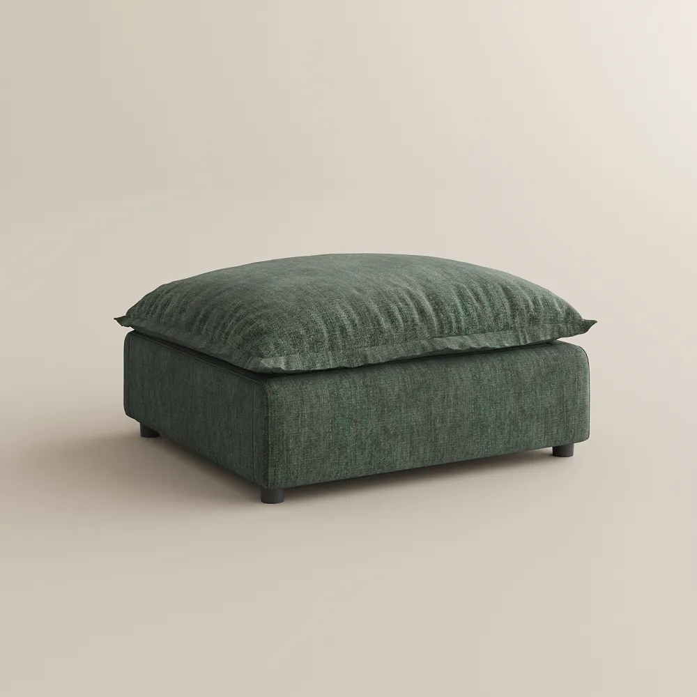 39.37 Inch Green Cotton and Linen Ottoman 2 39.37 Inch Green Cotton and Linen Ottoman 2