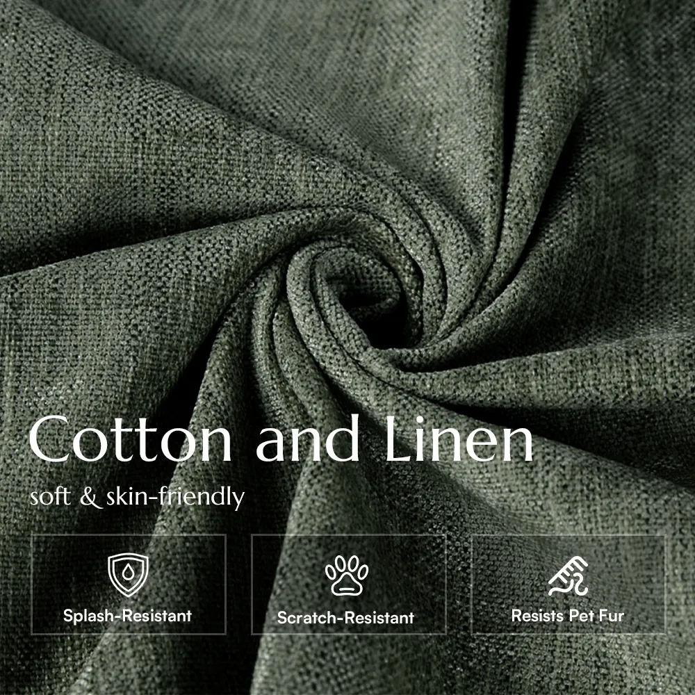 39.37 Inch Green Cotton and Linen Ottoman 5 39.37 Inch Green Cotton and Linen Ottoman 5