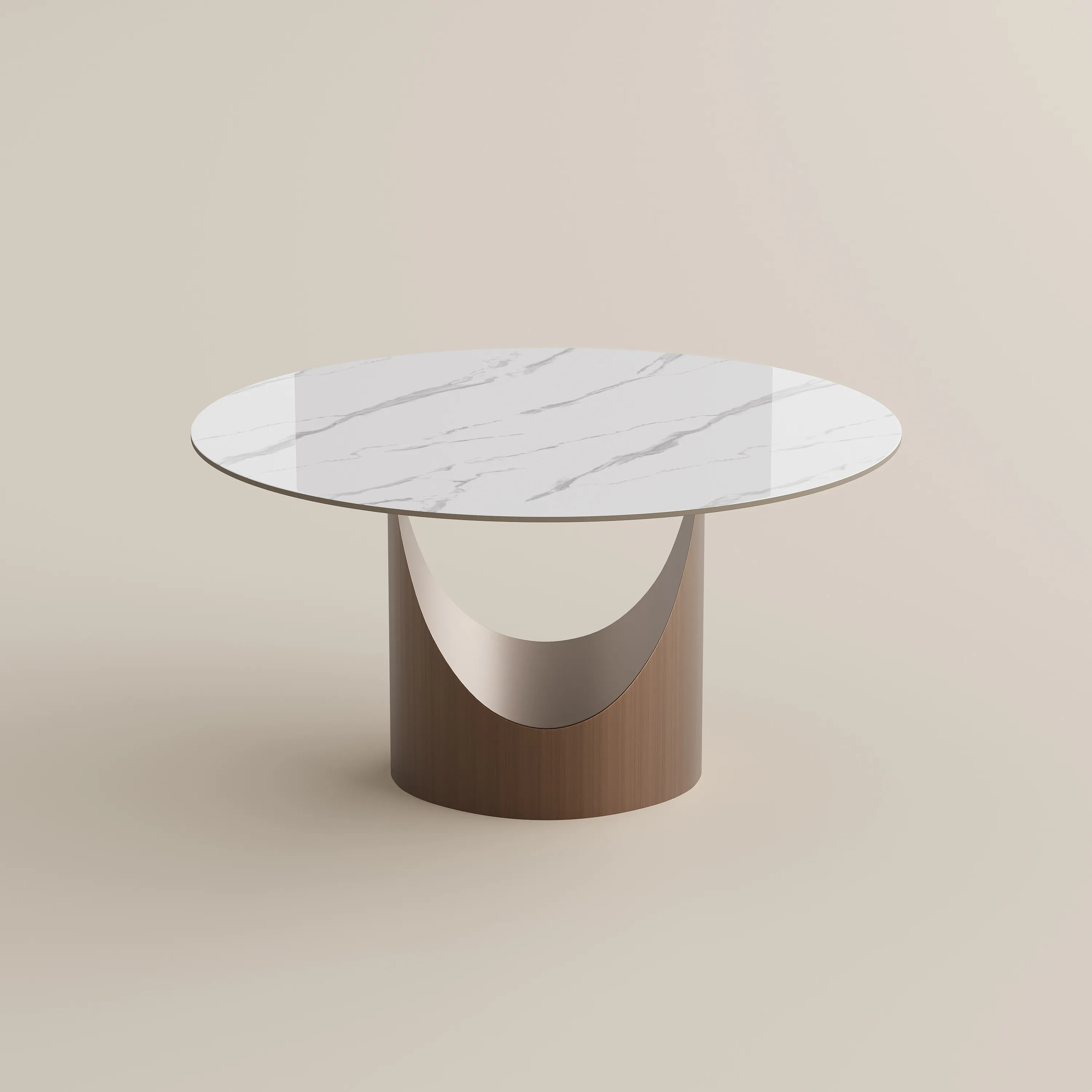 2026041506172070 Round Glossy Sintered Stone Dining Table