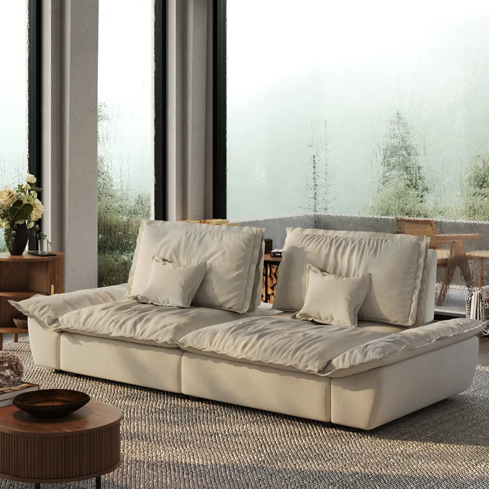 Sailboat Deep Sofa Stain Resistant Cozy Couch with Adjustable Backrest