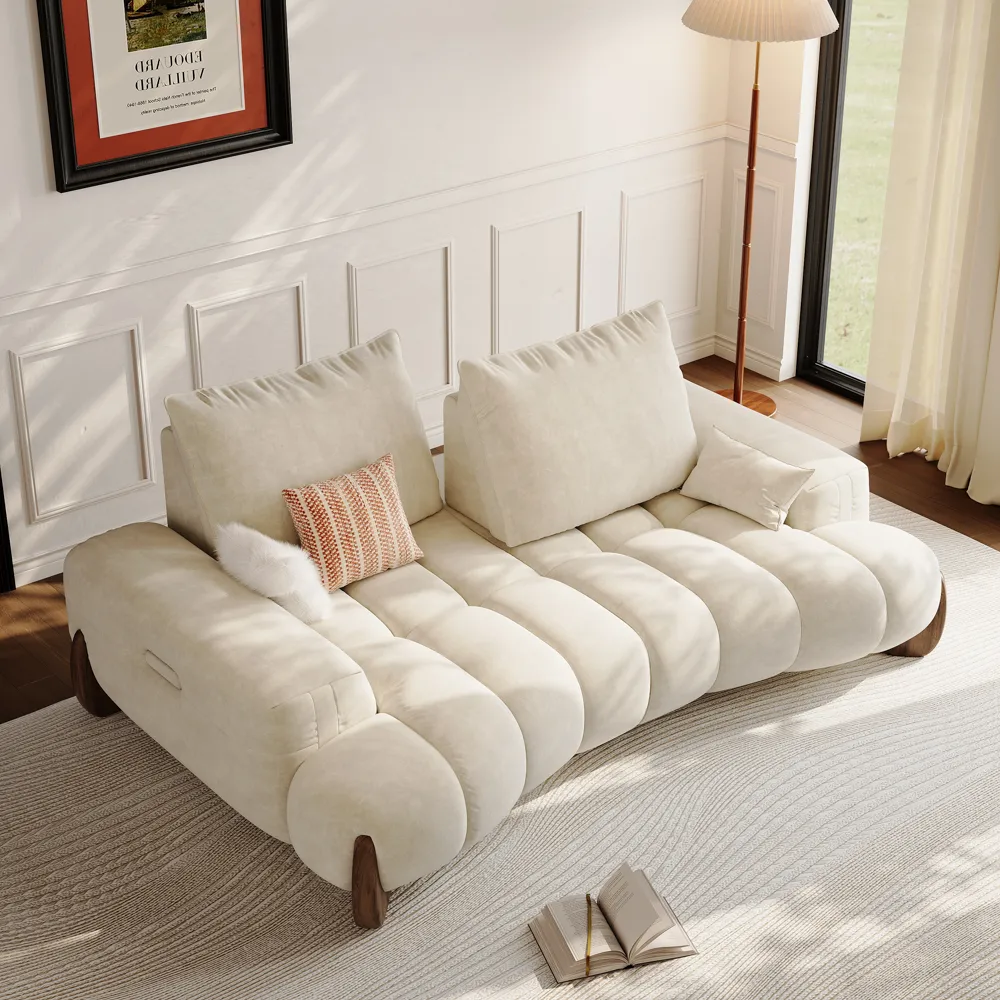Mid Century Deep Sofa with Adjustable Cushions
