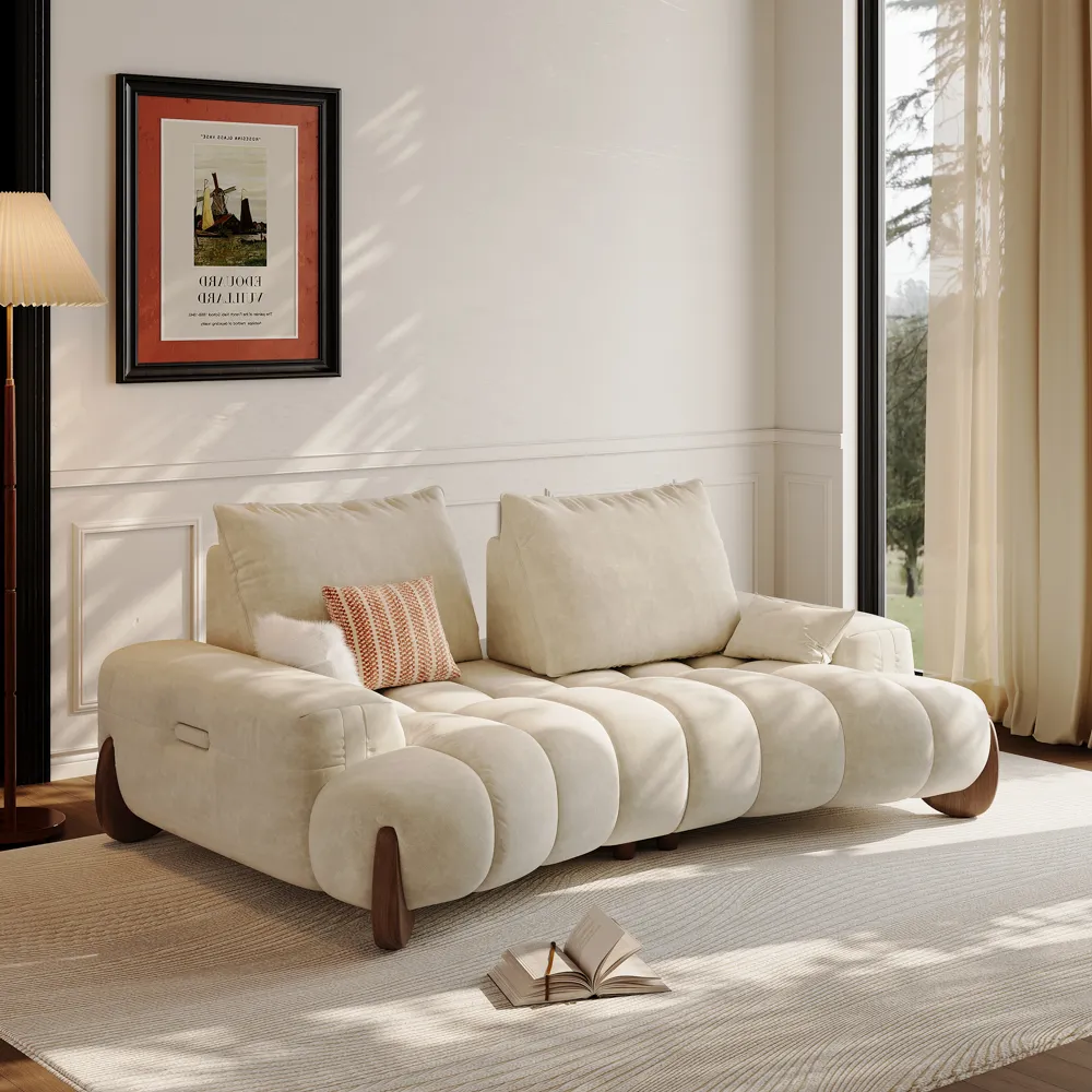 Mid Century Deep Sofa with Adjustable Cushions Mid Century Deep Sofa with Adjustable Cushions