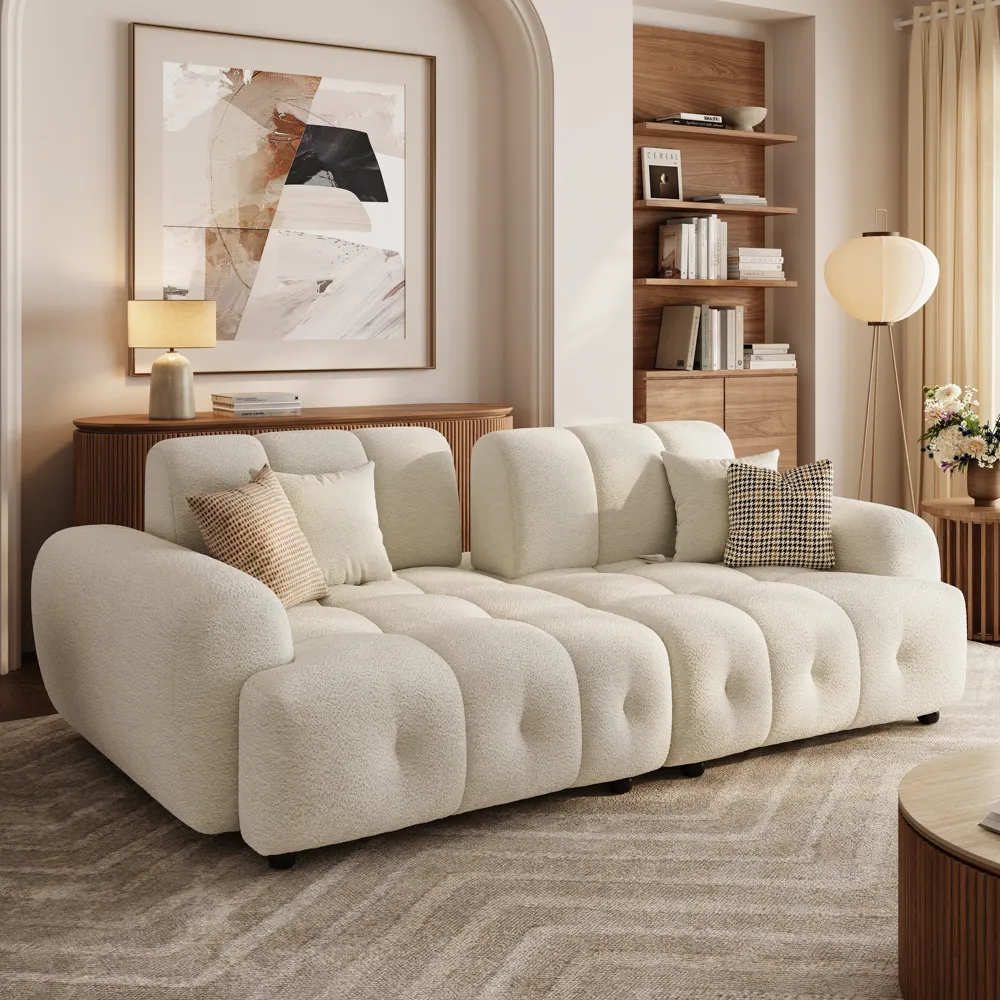 Cream Chenille Sofa Waterproof Modular Loveseats
