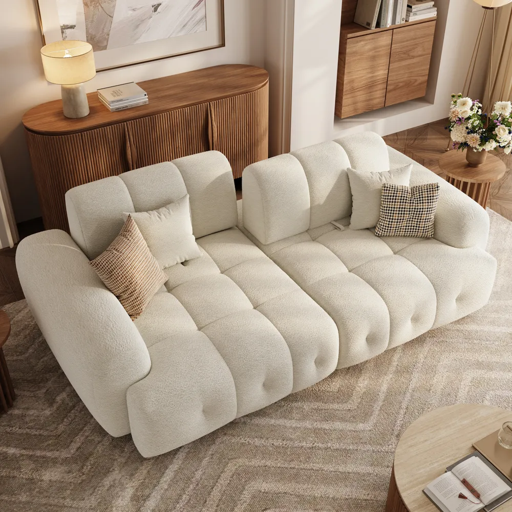 Cream Chenille Sofa Waterproof Modular Loveseats