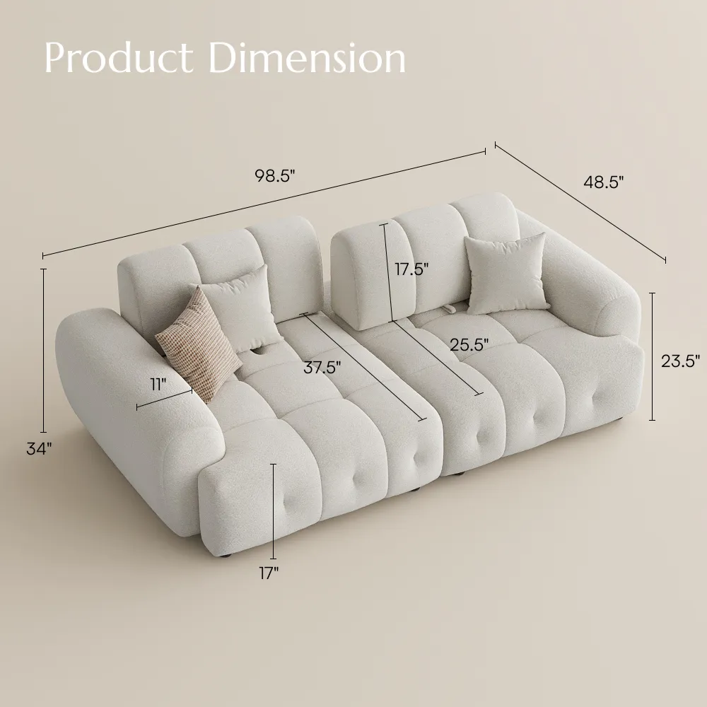 Cream Chenille Sofa Waterproof Modular Loveseats