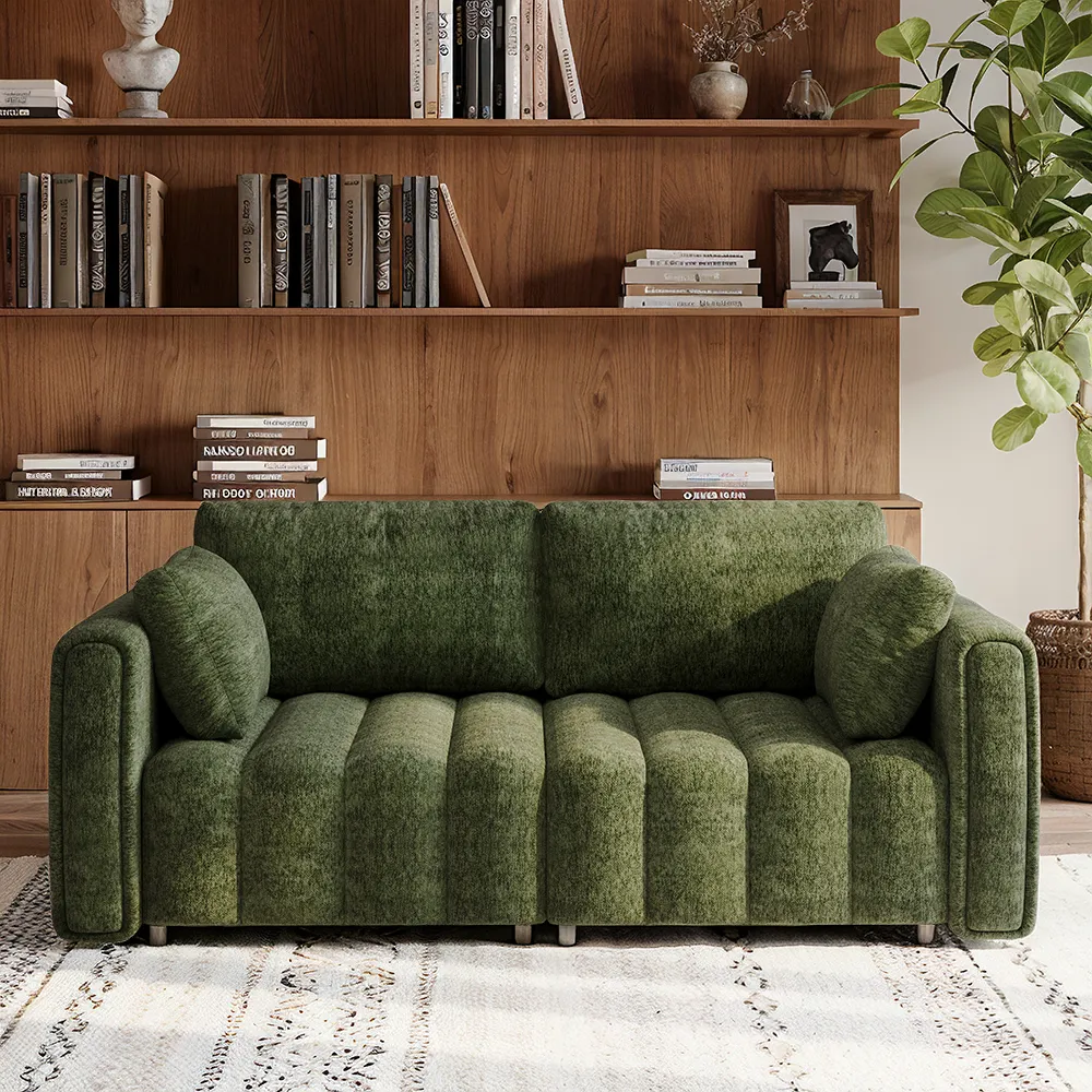 Retro Hand-Tufted Green Chenille Sofa Retro Hand-Tufted Green Chenille Sofa