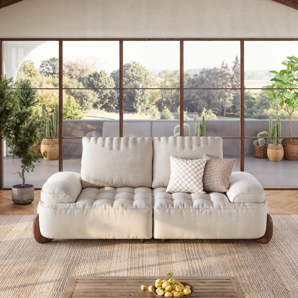 Modern Tufted Beige Pet-Friendly Loveseat Couch Modern Tufted Beige Pet-Friendly Loveseat Couch