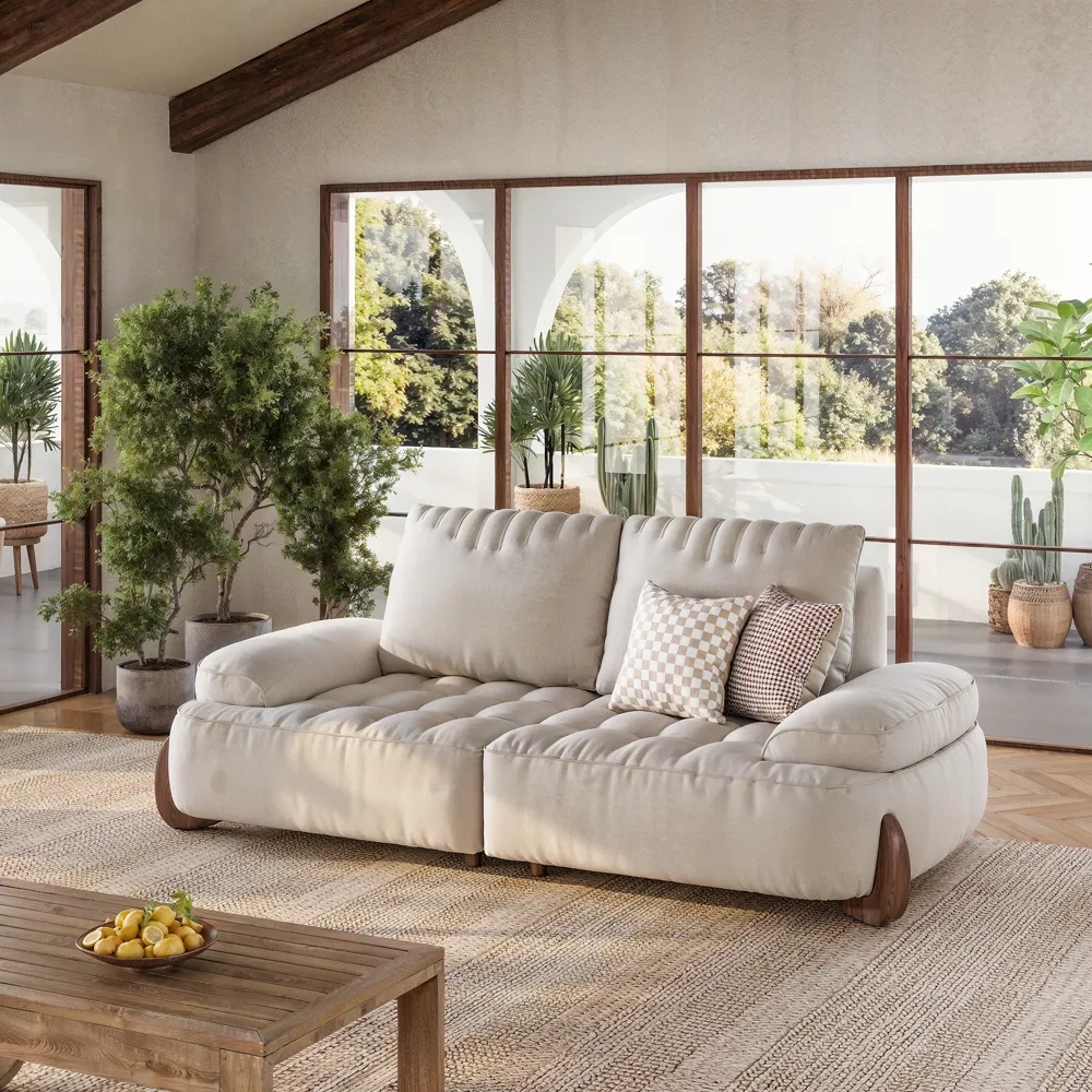 Modern Tufted Beige Pet-Friendly Loveseat Couch Modern Tufted Beige Pet-Friendly Loveseat Couch
