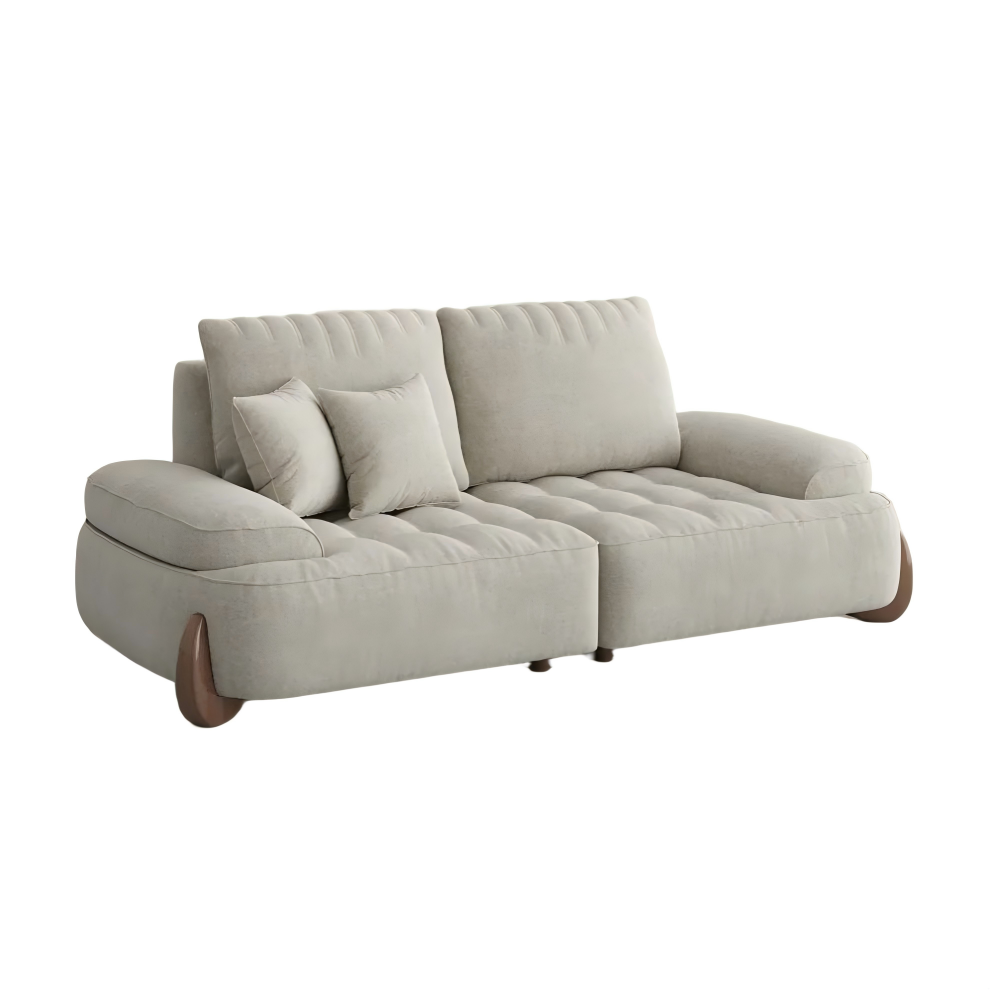 Modern Tufted Beige Pet-Friendly Loveseat Couch