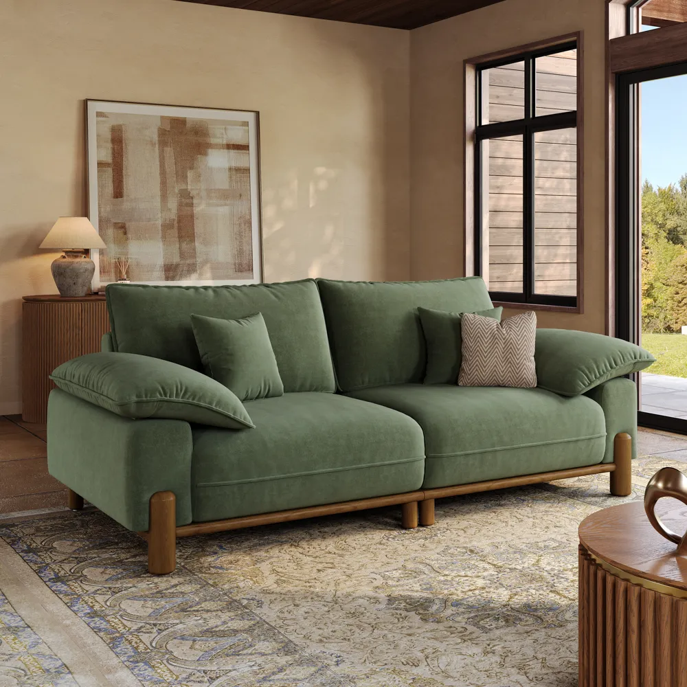 Mid Century Green Sofa for Small Spaces