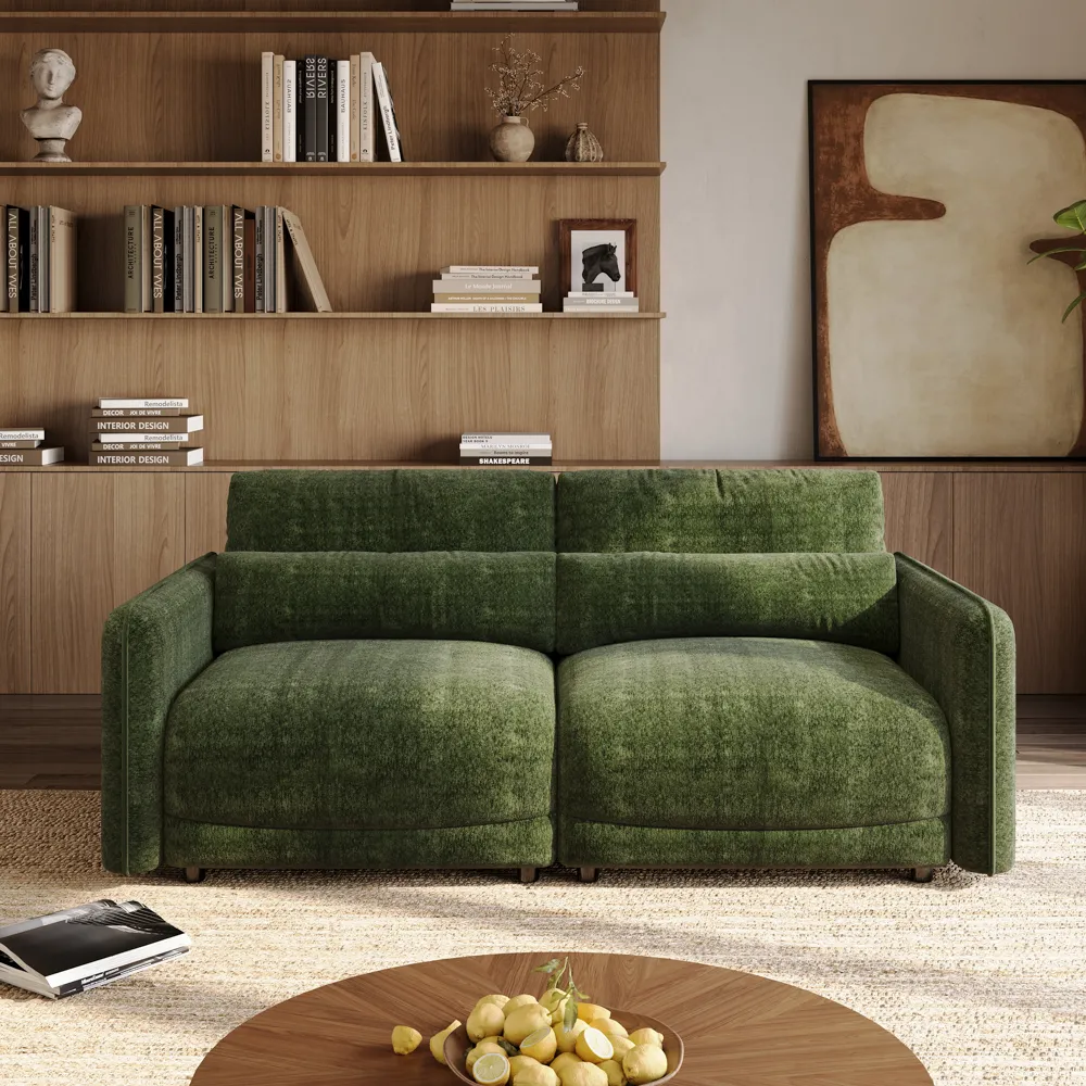 Green Chenille Sofa with High Resilience Foam