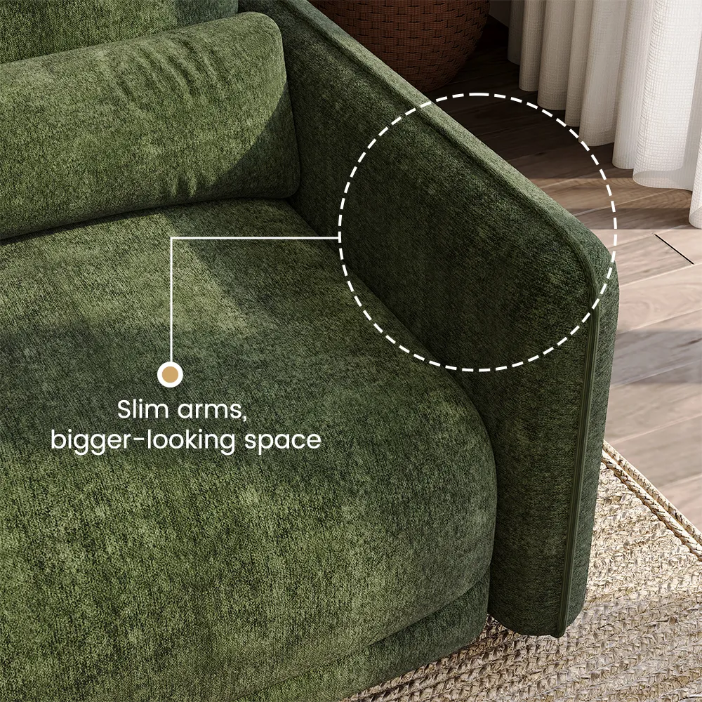 Green Chenille Sofa with High Resilience Foam