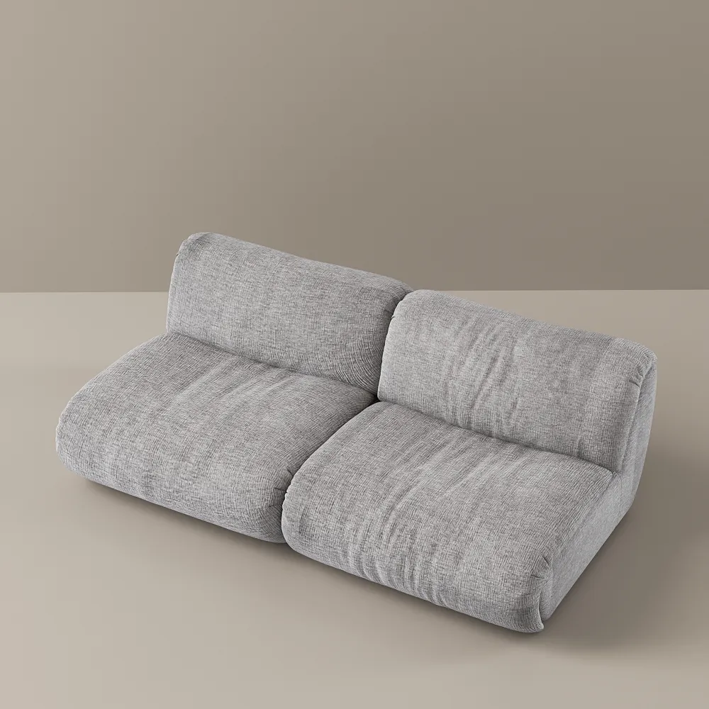 Modular Light Gray Armless 2-Seater Sofa with Waterproof Chenille Fabric Modular Light Gray Armless 2-Seater Sofa with Waterproof Chenille Fabric
