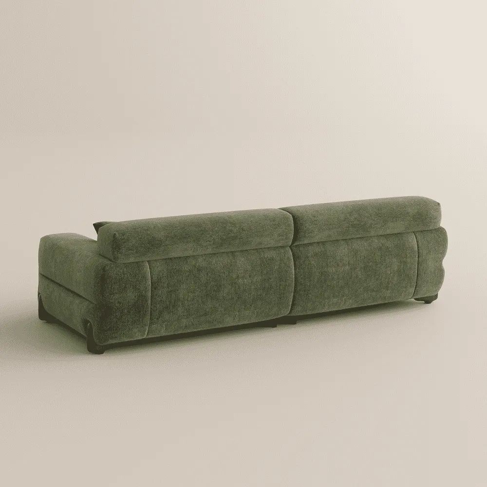 Modern Green Chenille Sofa with High Back Couch