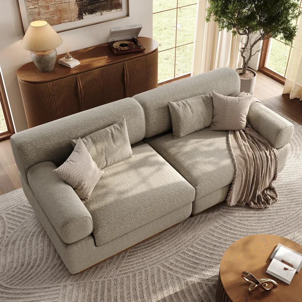 Waterproof Chenille Storage Sofa Modular Modern Khaki Couch Waterproof Chenille Storage Sofa Modular Modern Khaki Couch