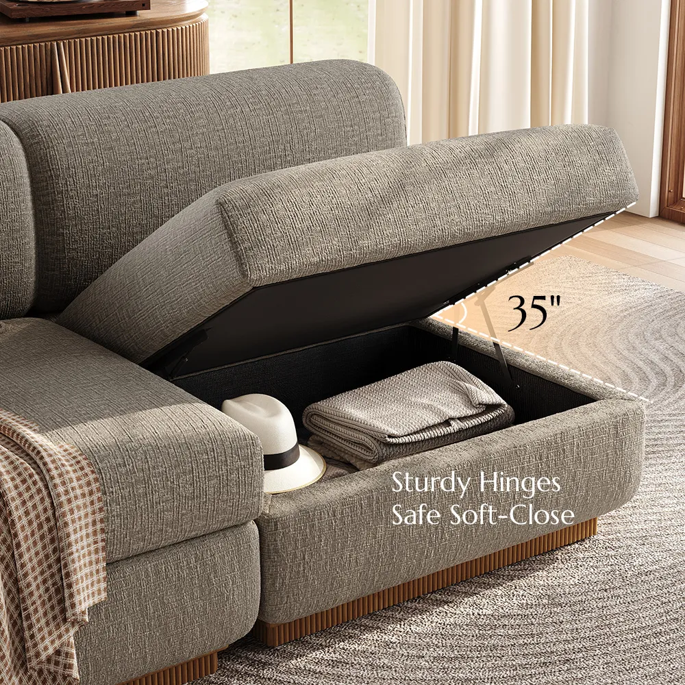 Waterproof Chenille Storage Sofa Modular Modern Khaki Couch Waterproof Chenille Storage Sofa Modular Modern Khaki Couch