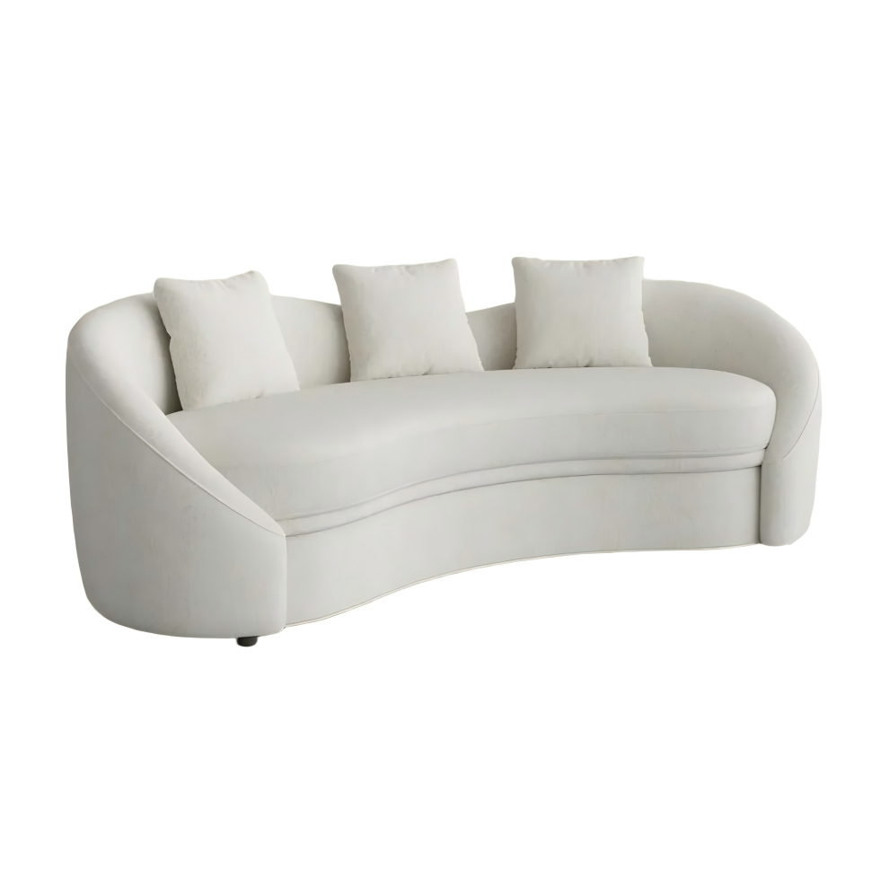 Cotton Linen Curved Sofa Beige Performance Fabric Sofa Cotton Linen Curved Sofa Beige Performance Fabric Sofa