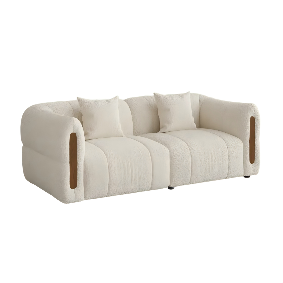 Modern Boucle Sofa Beige Loveseats with Solid Wood Details Modern Boucle Sofa Beige Loveseats with Solid Wood Details