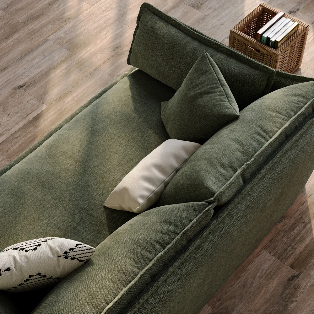 Green Cotton Linen Sofa with Removable Covers
