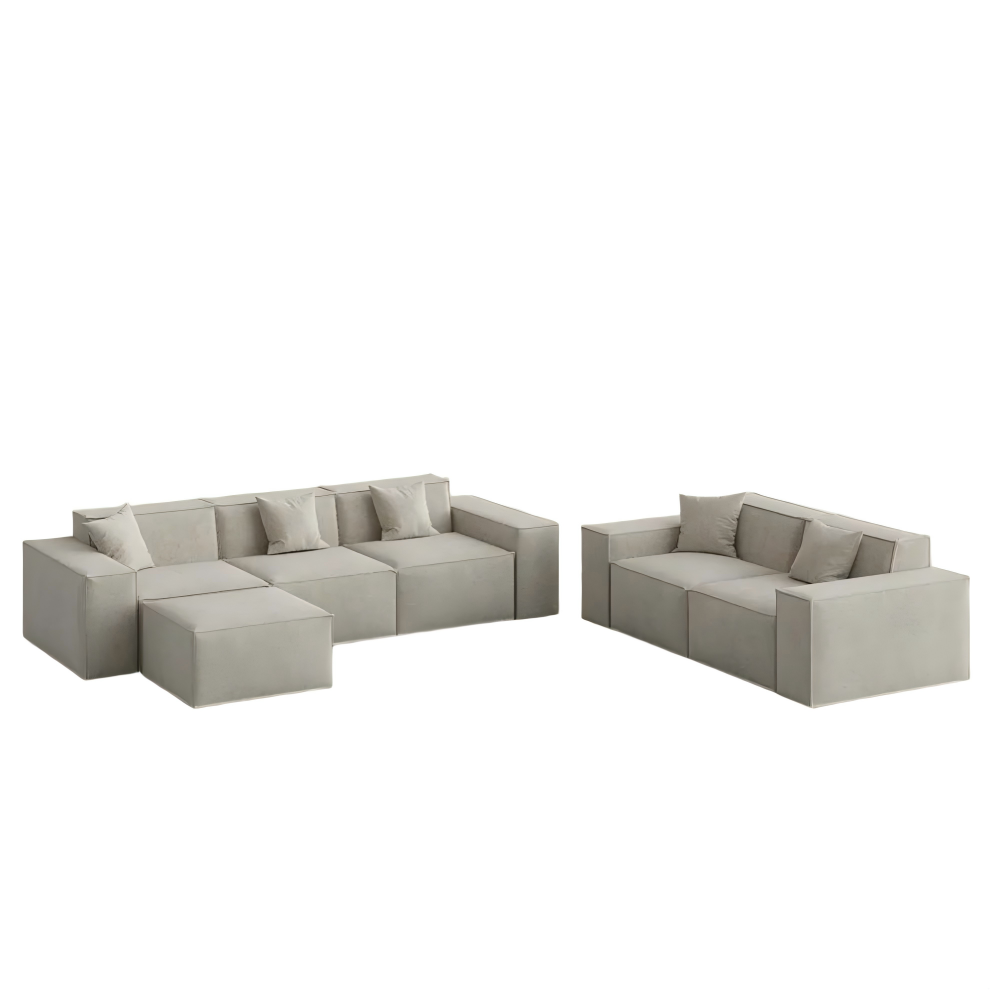 2-3 Seater Beige Modern Modular Sofa Set with Ottoman 2-3 Seater Beige Modern Modular Sofa Set with Ottoman