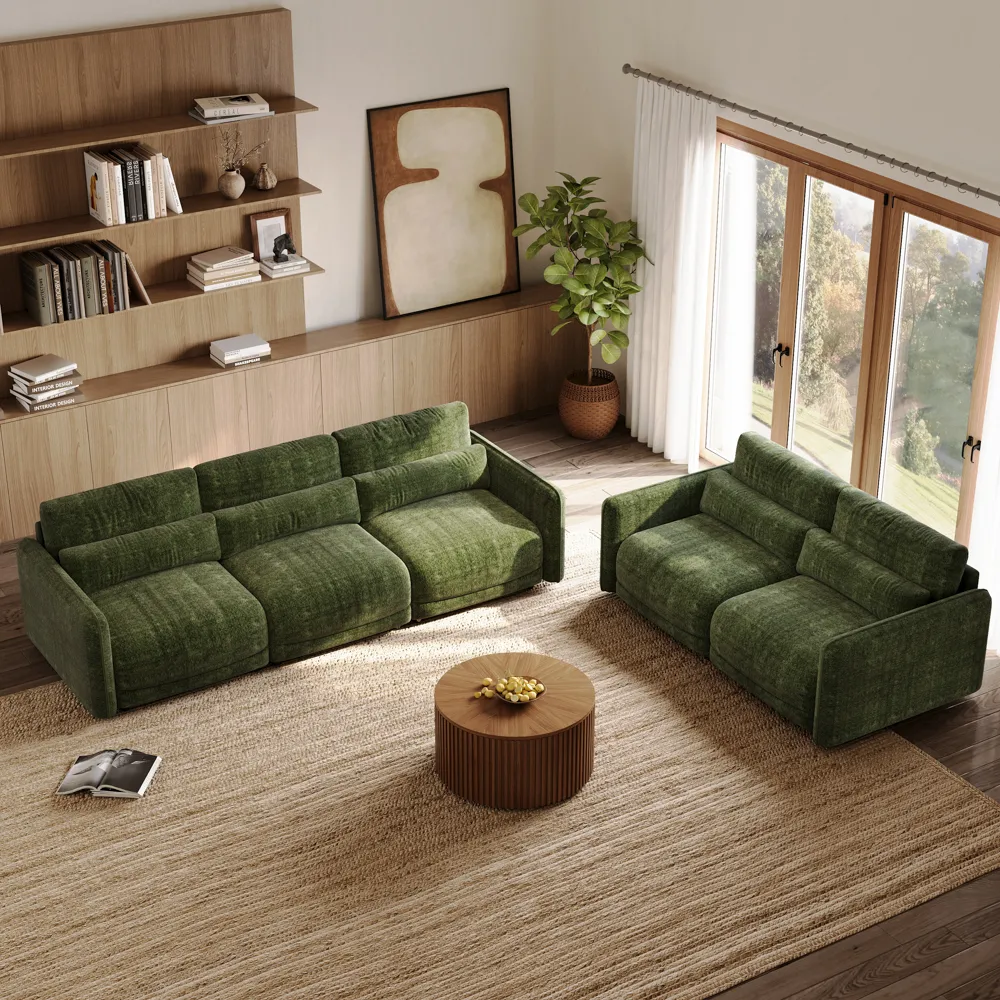 Green Chenille 2-3 Seater Sofa Set with High Resilience Foam Green Chenille 2-3 Seater Sofa Set with High Resilience Foam