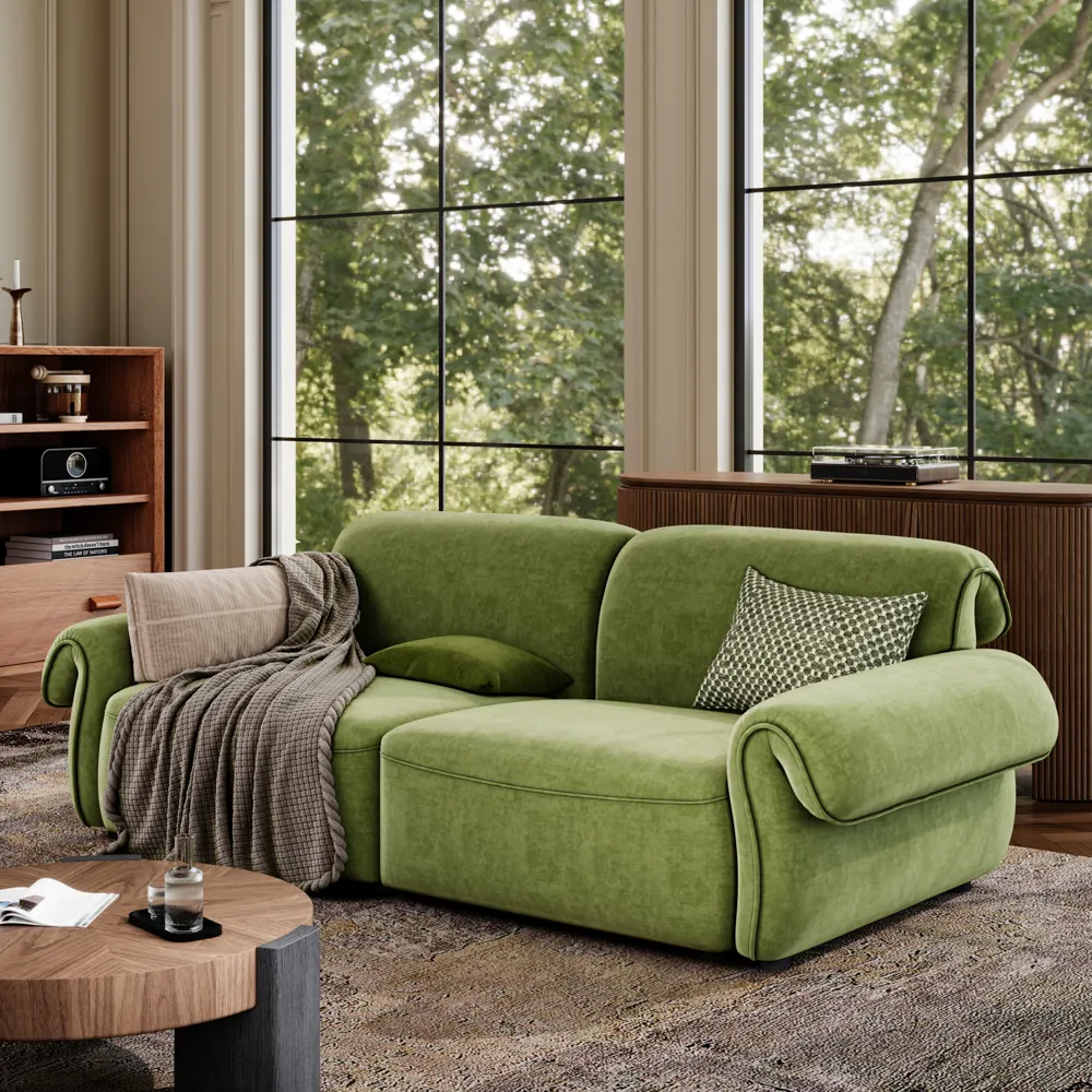 Vintage Green Large Modular Fabric Sofa