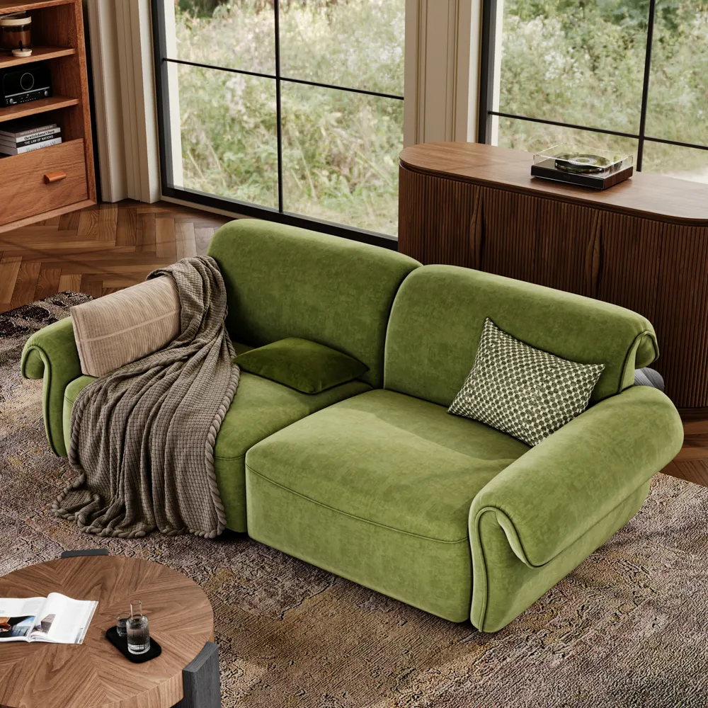 Vintage Green Large Modular Fabric Sofa Vintage Green Large Modular Fabric Sofa