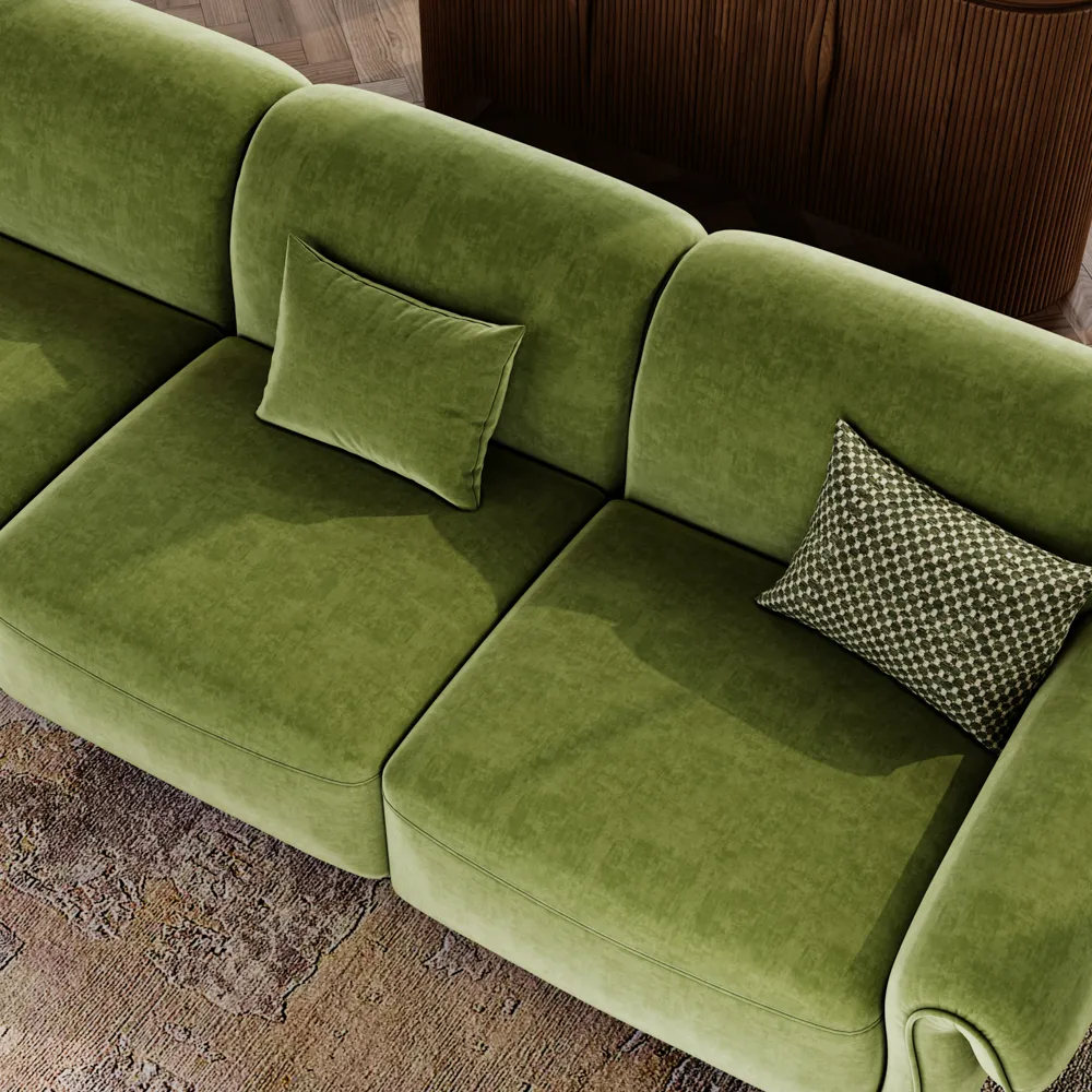 Vintage Green Large Modular Fabric Sofa Vintage Green Large Modular Fabric Sofa