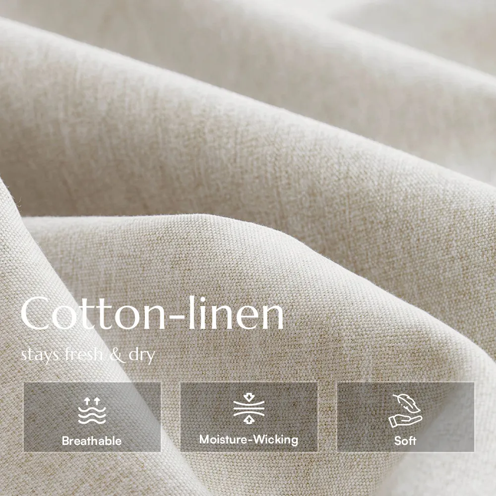 Removable Cushions Sofa in Water-Resistant Cotton-Linen with Solid Wood Legs