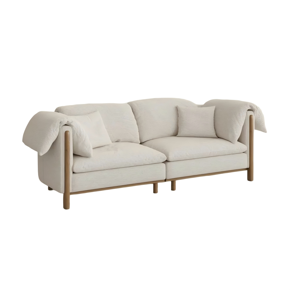 Removable Cushions Sofa in Water-Resistant Cotton-Linen with Solid Wood Legs Removable Cushions Sofa in Water-Resistant Cotton-Linen with Solid Wood Legs
