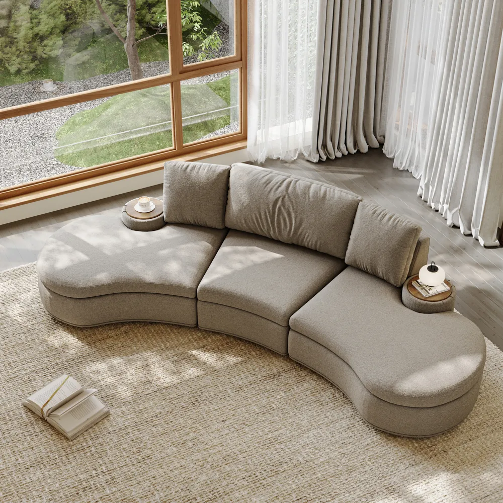 3-4 Seater Large Modern Curved Armless Sofa