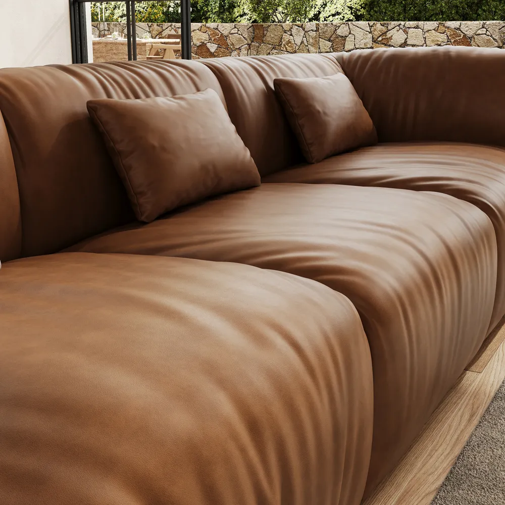 Brown Genuine Leather Loveseat Sofa Mid Century Modern Couch Brown Genuine Leather Loveseat Sofa Mid Century Modern Couch