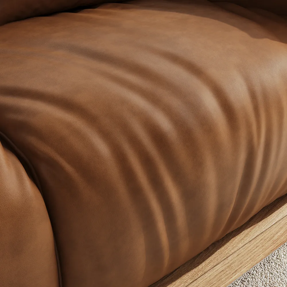Brown Genuine Leather Loveseat Sofa Mid Century Modern Couch Brown Genuine Leather Loveseat Sofa Mid Century Modern Couch