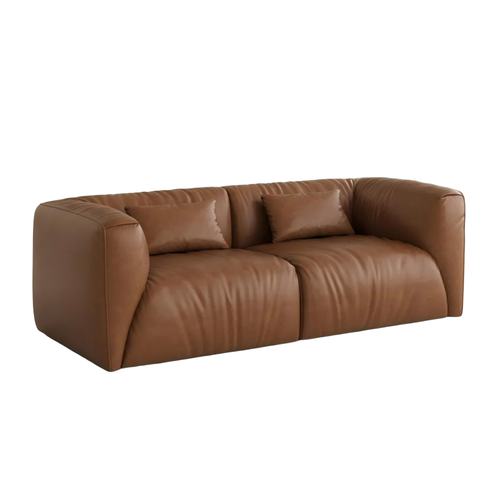 Brown Genuine Leather Loveseat Sofa Mid Century Modern Couch Brown Genuine Leather Loveseat Sofa Mid Century Modern Couch