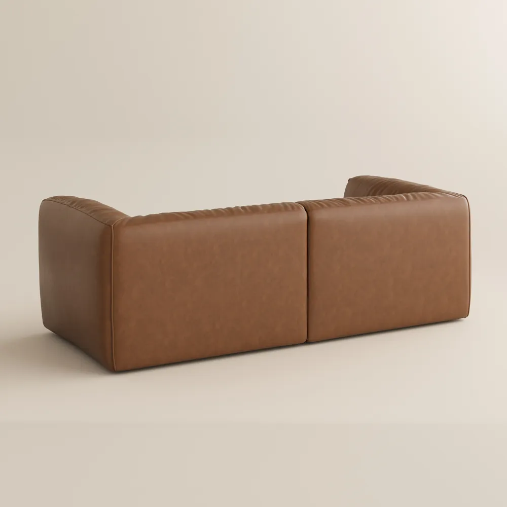 Brown Genuine Leather Loveseat Sofa Mid Century Modern Couch Brown Genuine Leather Loveseat Sofa Mid Century Modern Couch