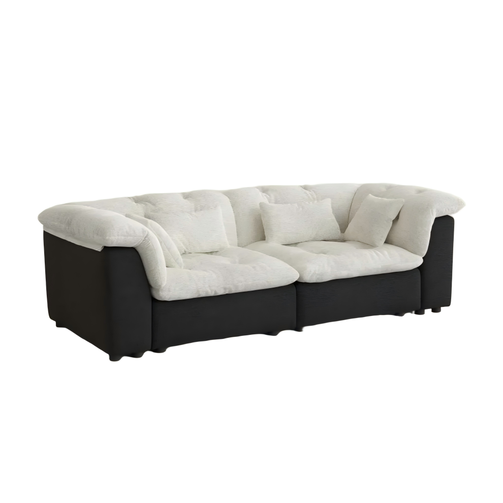 Modern 2-3 Seater Black & White Chenille Tufted Sofa Modern 2-3 Seater Black & White Chenille Tufted Sofa