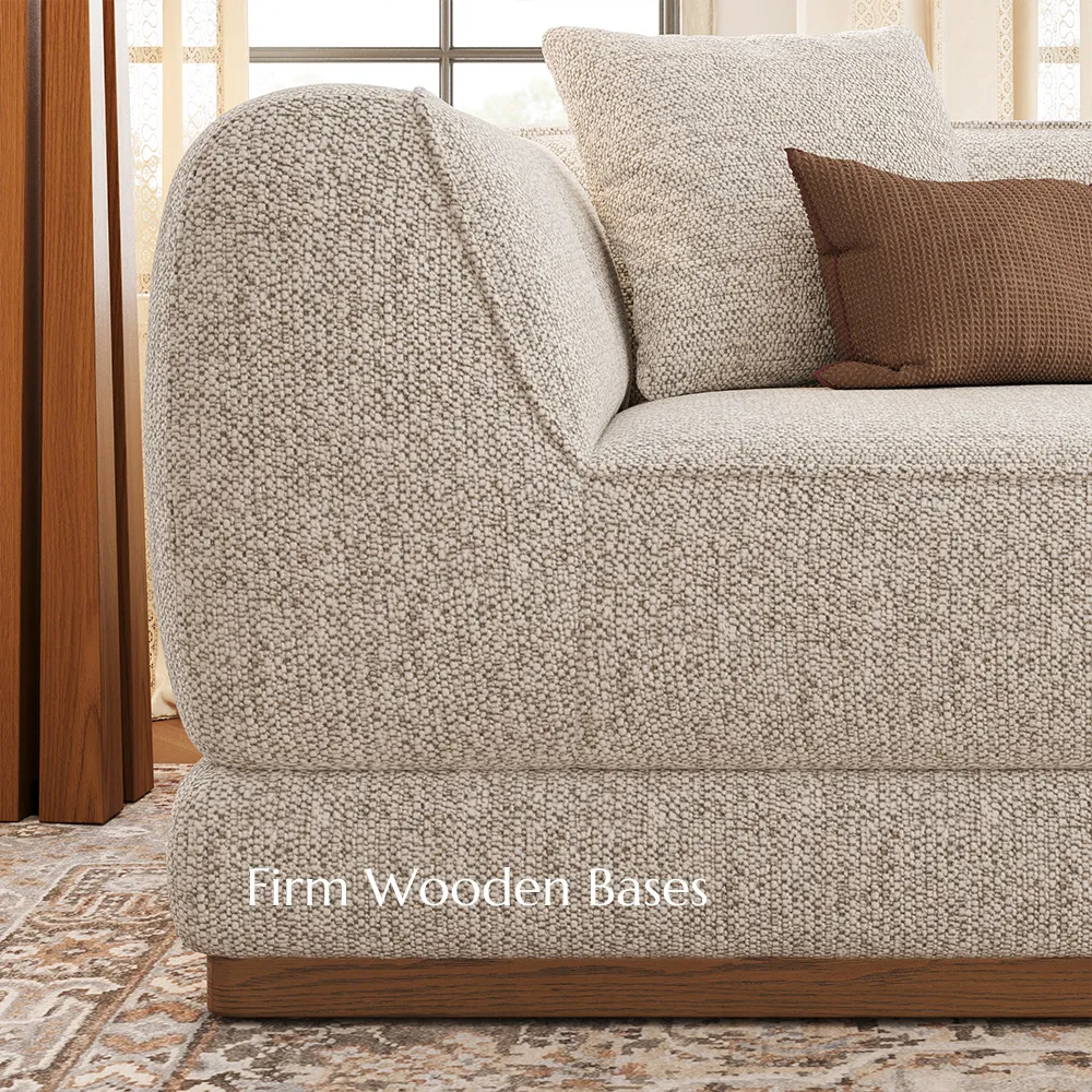 Wide Chenille Sofa with Solid Wood Base in Light Gray Wide Chenille Sofa with Solid Wood Base in Light Gray