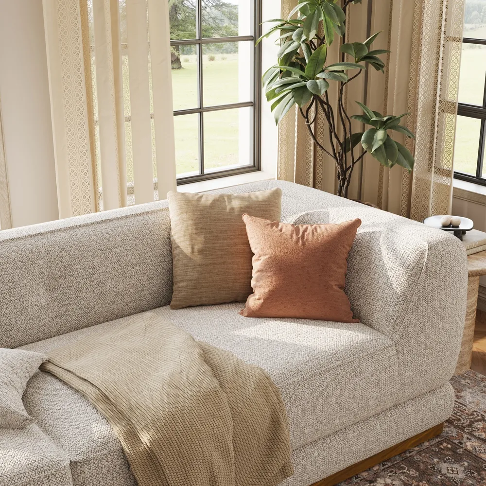 Wide Chenille Sofa with Solid Wood Base in Light Gray Wide Chenille Sofa with Solid Wood Base in Light Gray