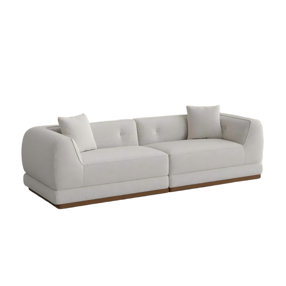 Wide Chenille Sofa with Solid Wood Base in Light Gray Wide Chenille Sofa with Solid Wood Base in Light Gray