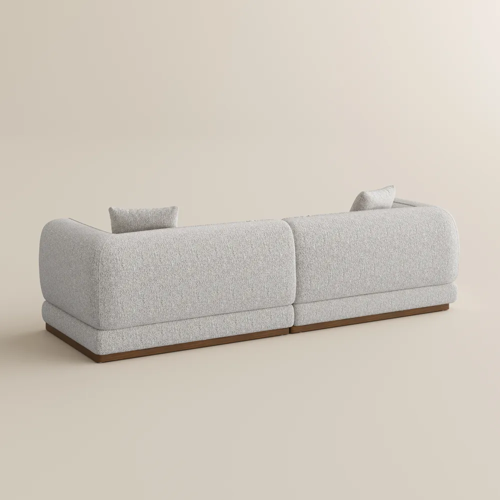 Wide Chenille Sofa with Solid Wood Base in Light Gray Wide Chenille Sofa with Solid Wood Base in Light Gray