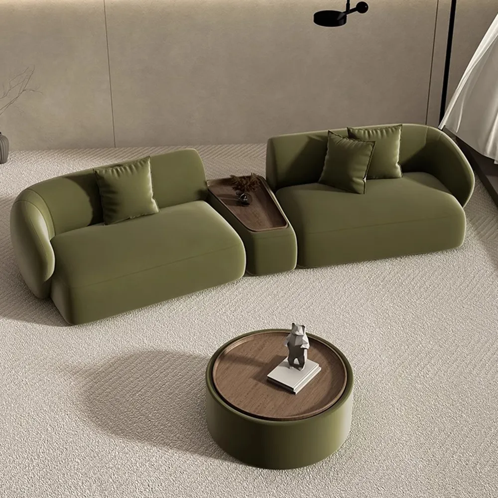 Curved Deep Sofa with Modular Side Table