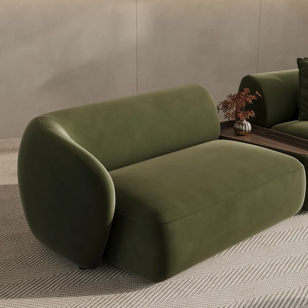 Curved Deep Sofa with Modular Side Table