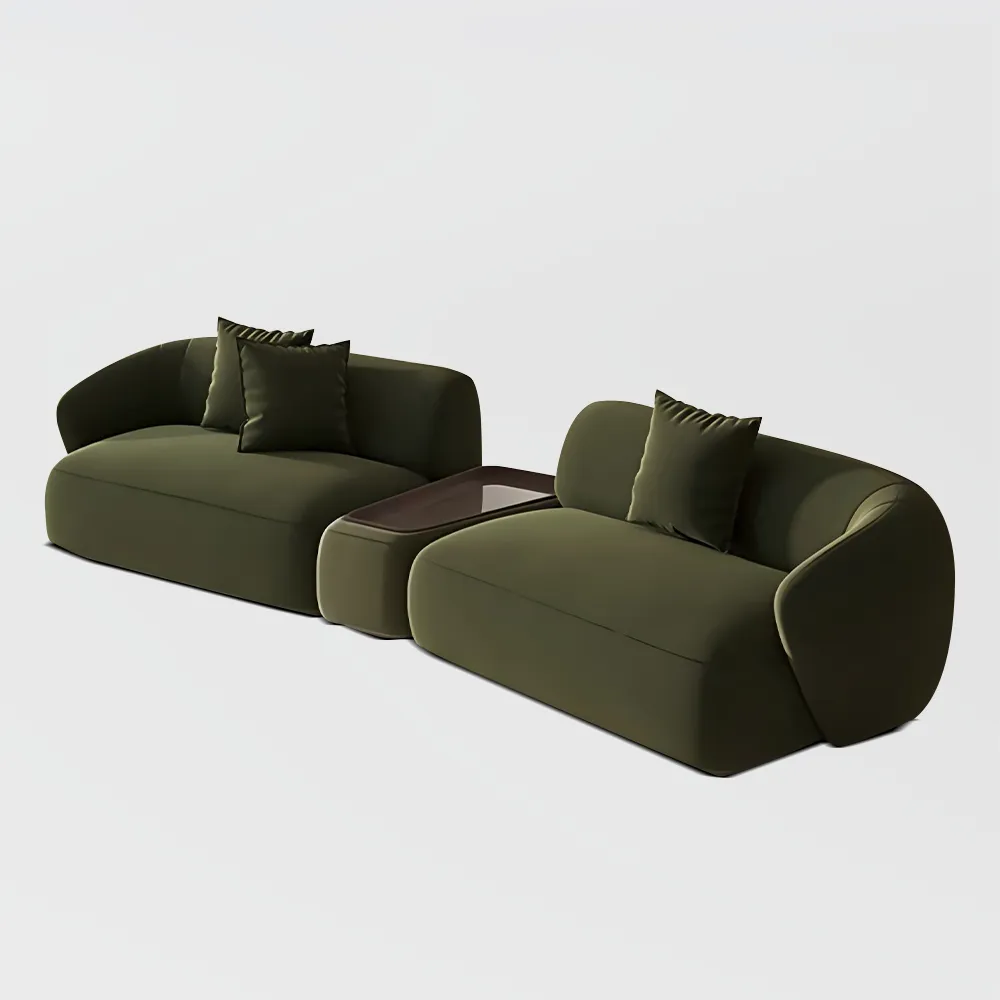 Curved Deep Sofa with Modular Side Table