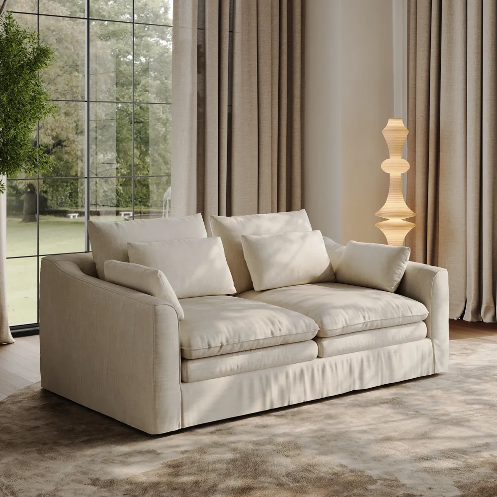 2–3 Seater Deep Seat Sofa with Removable Cotton-Linen Covers
