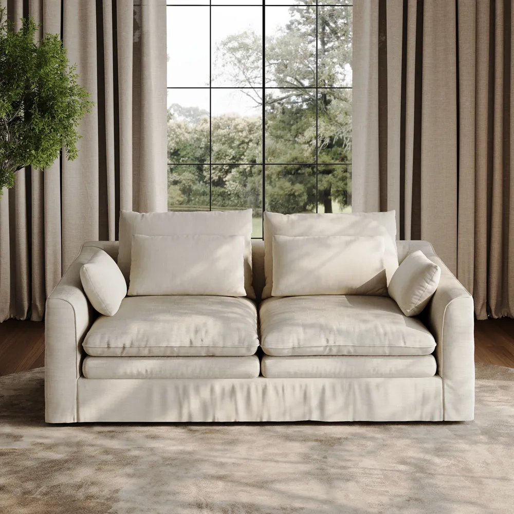 2–3 Seater Deep Seat Sofa with Removable Cotton-Linen Covers