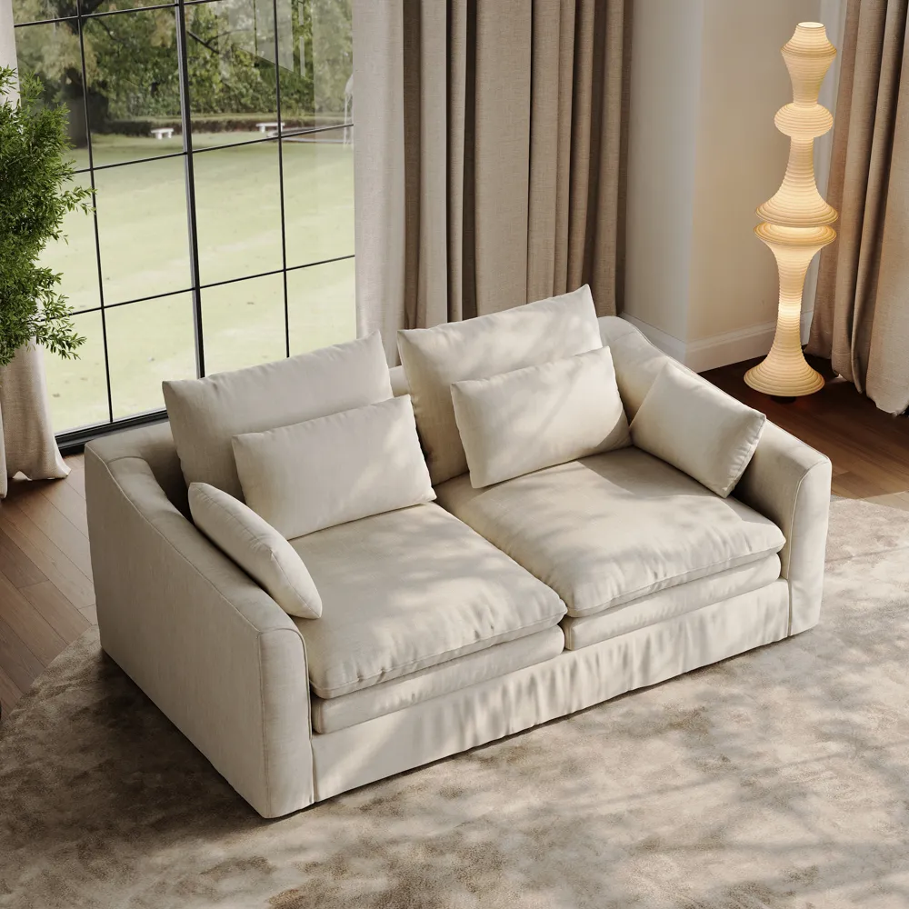 2–3 Seater Deep Seat Sofa with Removable Cotton-Linen Covers