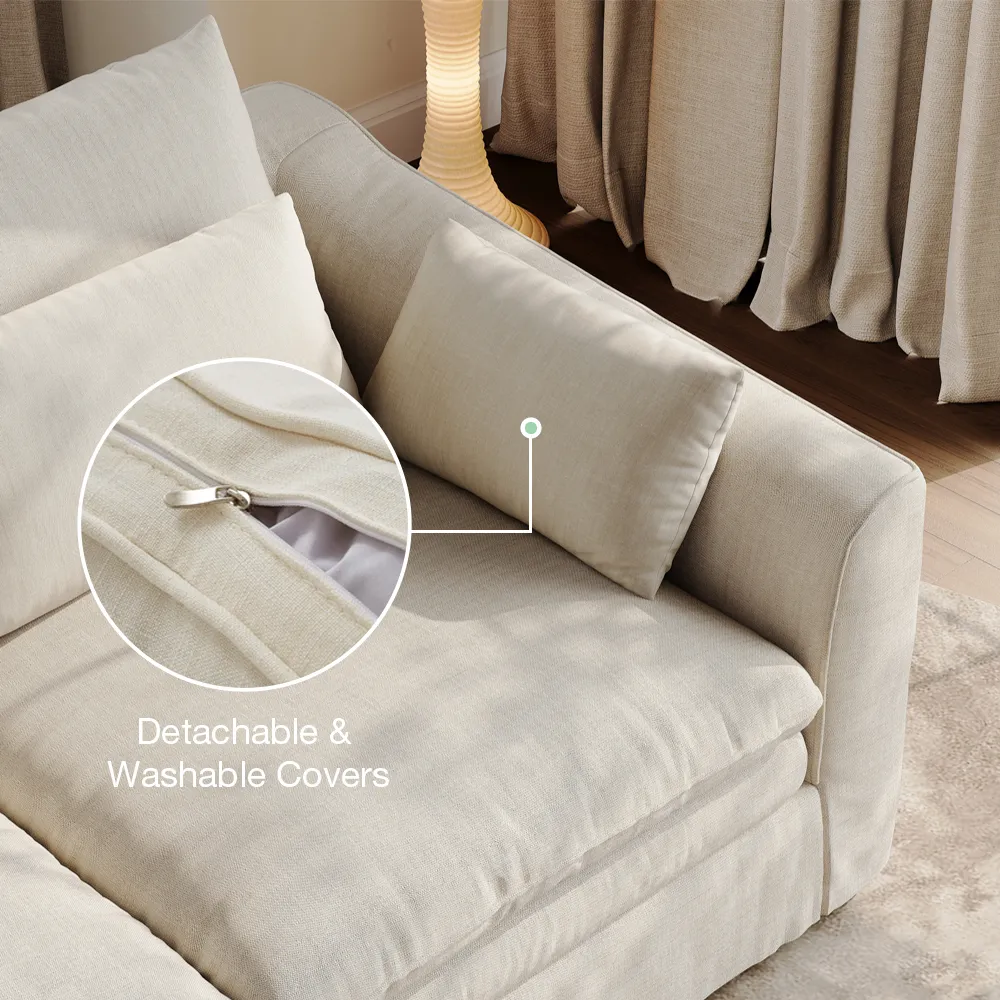 2–3 Seater Deep Seat Sofa with Removable Cotton-Linen Covers